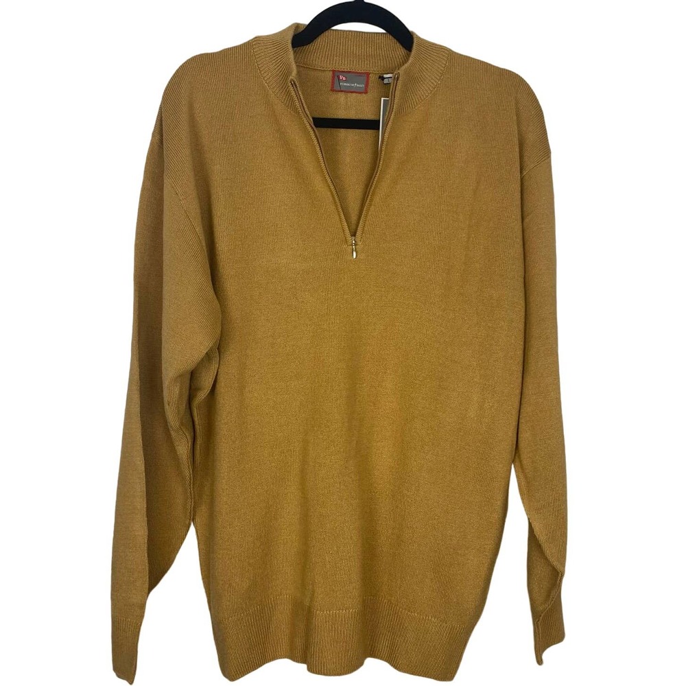 Pennington&Bailes Quarter Zip Crew Neck Pullover Sweater Brown Women's Large NWT